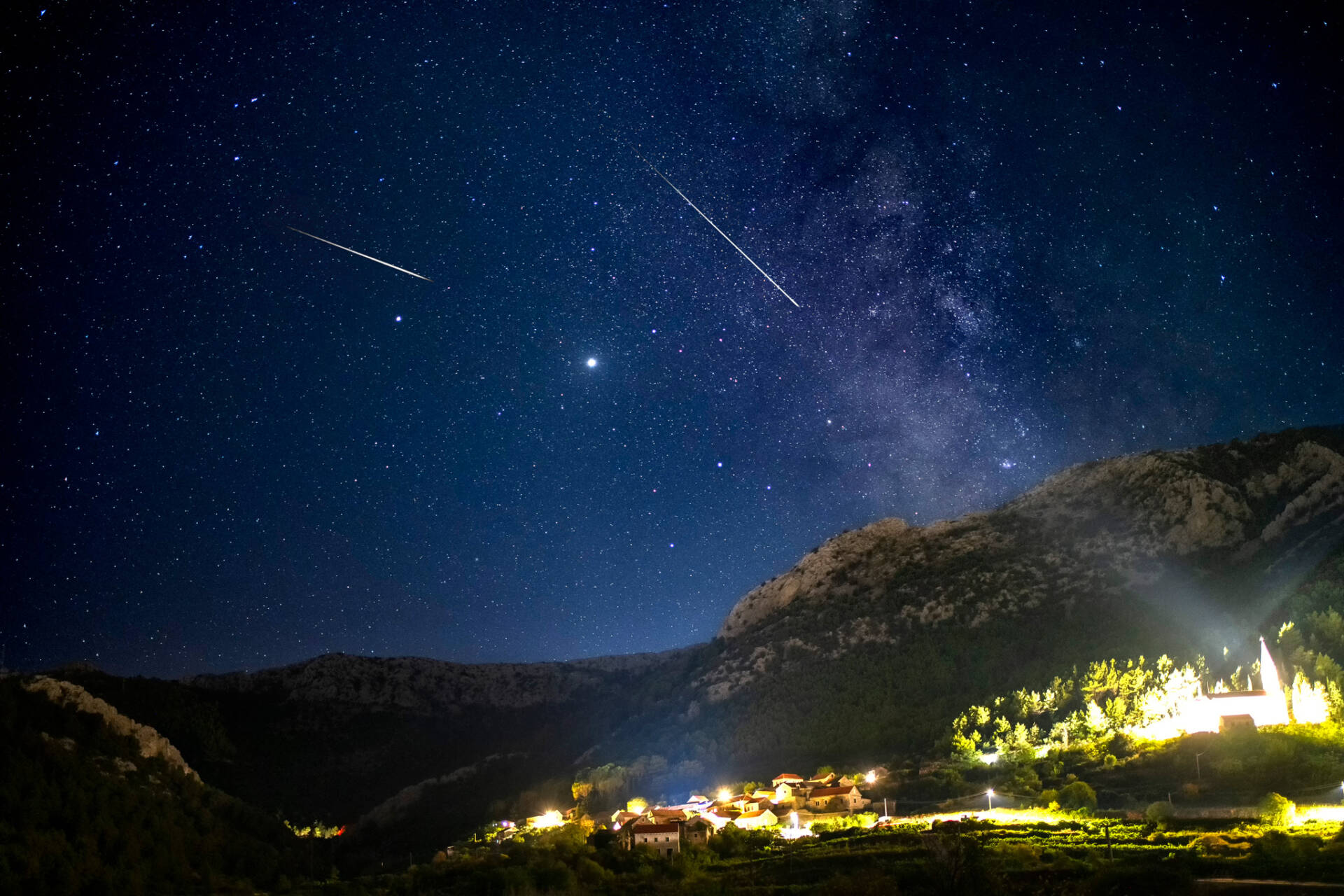 Jelsa / Hvar dark-sky cluster under the night sky